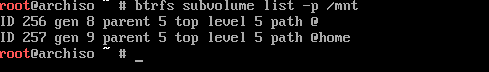 list subvolume